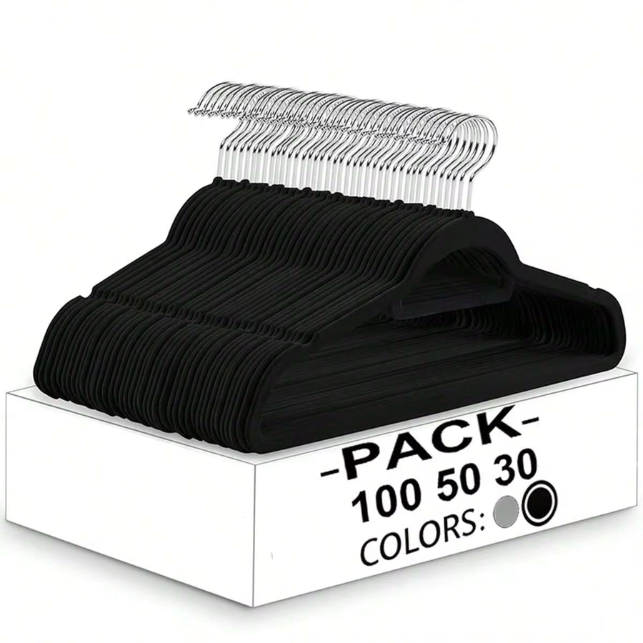 Velvet Hangers 100/50/30 Pack, Non Slip Clothes Felt Hanger Heavy Duty For Coat, Premium Slim Space Saving Suit Hangers For Closet Organizer, 360° Rotating Silver Hook