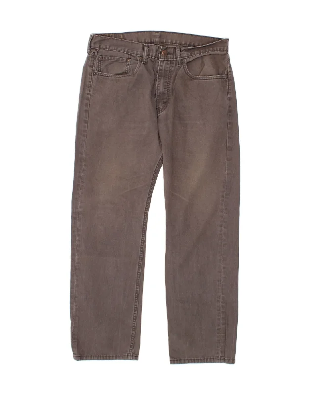 LEVI'S Mens 505 Straight Jeans W34 L30 Grey Cotton Comfortable Drawstring Waist Jeans