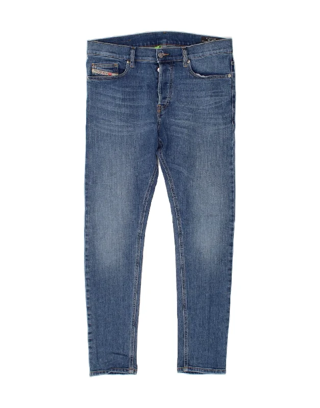 DIESEL Mens D-Luster Slim Jeans W30 L30 Blue Cotton Trendy Wide-Leg High-Waist Denim