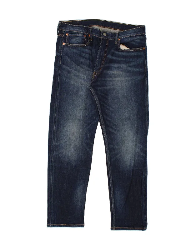 LEVI'S Mens 502 Regular Tapered Jeans W36 L30  Navy Blue Cotton Stylish Tapered Fit Jeans