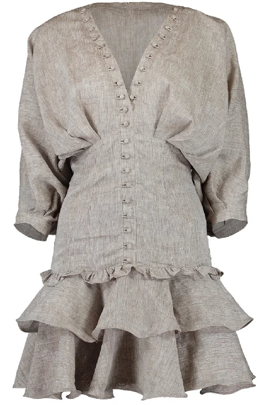 Elizabeth Ramie Mini Dress Cozy Satin Mini Dress