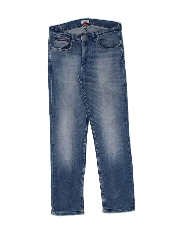 TOMMY HILFIGER Mens Ryan Straight Jeans W32 L30 Blue Cotton Elegant High-Waisted Flared Jeans