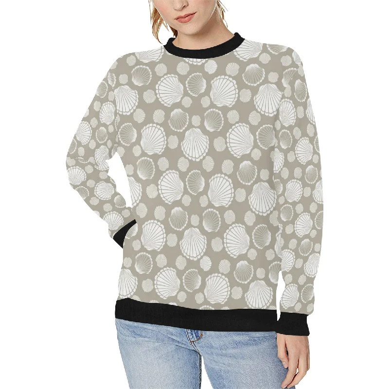 Scallop shell pattern Women's Crew Neck Sweatshirt Hoodie with Slim Fit Tailored Modern