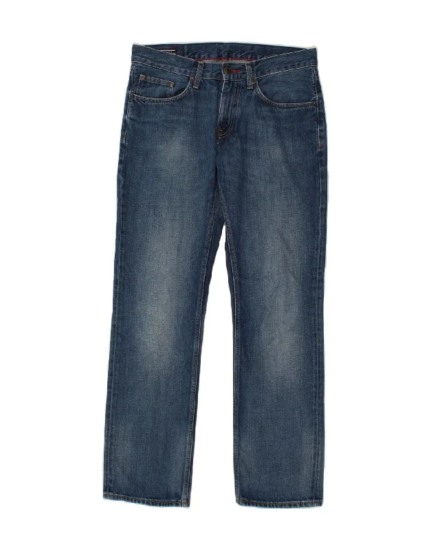 TOMMY HILFIGER Mens Straight Jeans W32 L32 Blue Cotton Fashionable Vintage Wash Jeans
