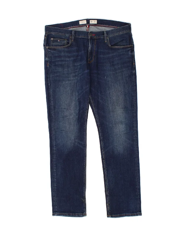TOMMY HILFIGER Mens Denton Straight Jeans W36 L32 Blue Cotton Trendy Low-Rise Bootcut Jeans