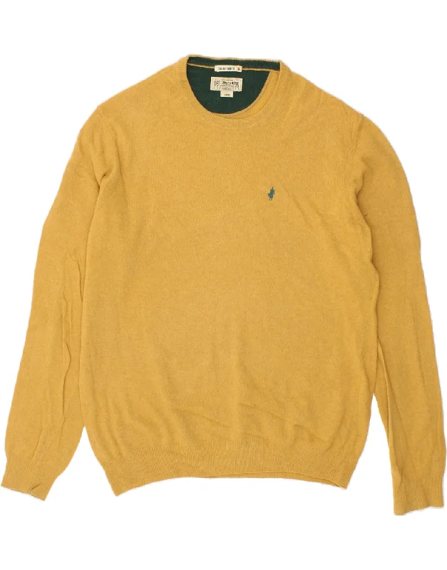 MARLBORO CLASSICS Mens Crew Neck Jumper Sweater XL Yellow Slim Fit Regular Fit Oversized