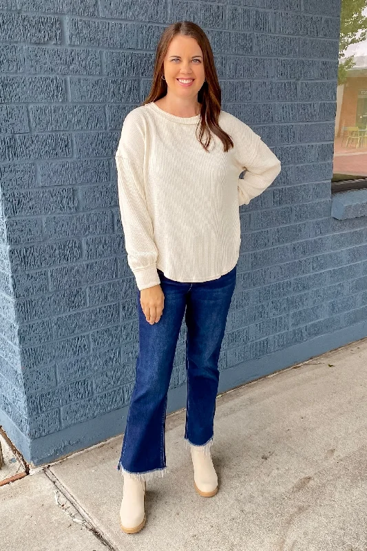 Cute As Can Be Cream Sweater Sequined Glittery Shiny