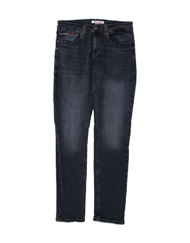 TOMMY HILFIGER Mens Slim Jeans W33 L34 Navy Blue Cotton Casual High-Waisted Bootcut Jeans