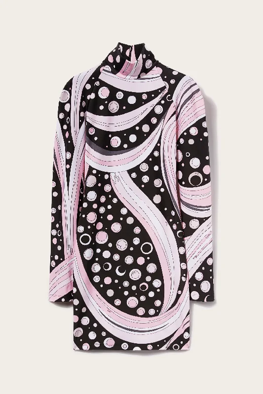 Fontane-Print Mini Dress Trendy Off-Shoulder Dress Mini
