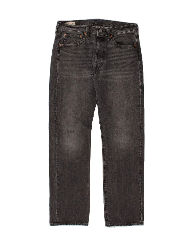 LEVI'S Mens 501 Straight Jeans W32 L32 Grey Cotton Fashionable Slouchy Fit Jeans