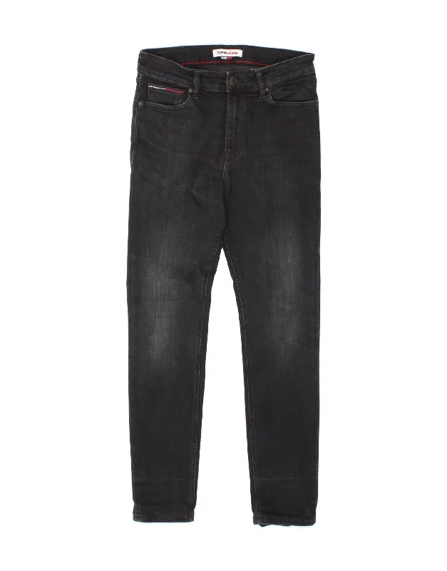 TOMMY HILFIGER Mens Slim Jeans W30 L32 Black Cotton Fashionable Bootcut Jeans