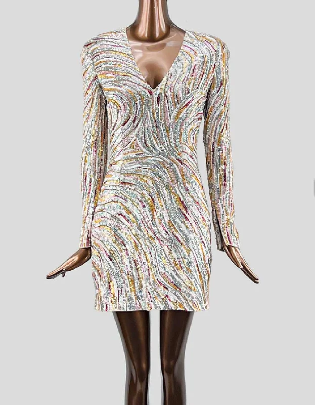 ZUHAIR MURAD long sleeve embellished evening mini dress - 6 US Stylish Floral Print Mini Dress
