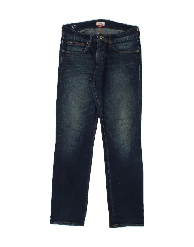 TOMMY HILFIGER Mens Ryan Original Fit Straight Jeans W34 L32 Blue Cotton Chic Rolled Cuff Denim Jeans