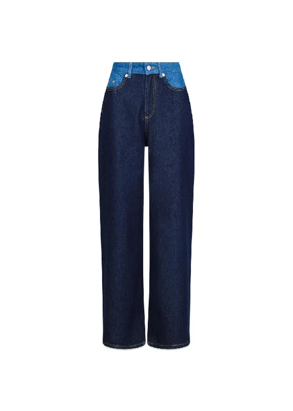 Duran Contrast Pants - Dark Blue Comfortable Pleated Pants