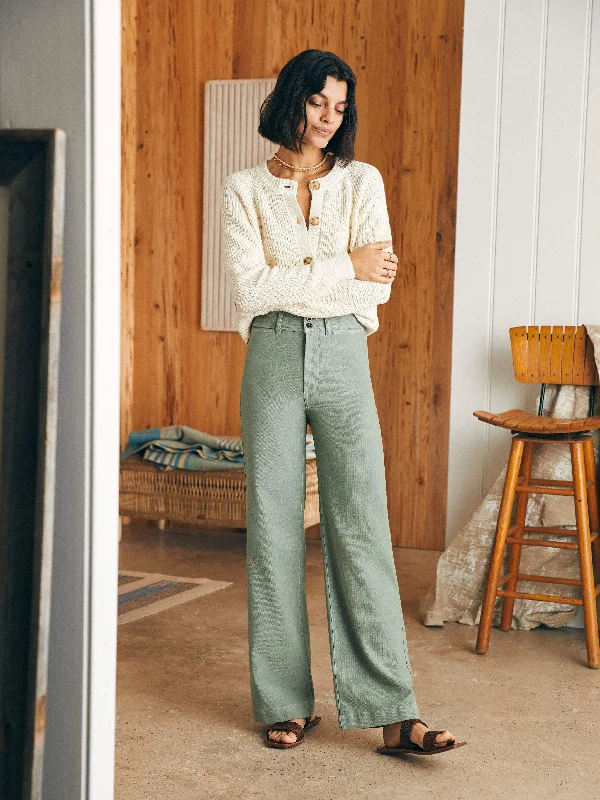 Stretch Terry Harbor Pant - Coastal Sage Lightweight Linen Pants