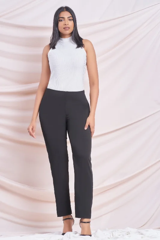 Black Side Zip Pant Chic Slim Fit Pants