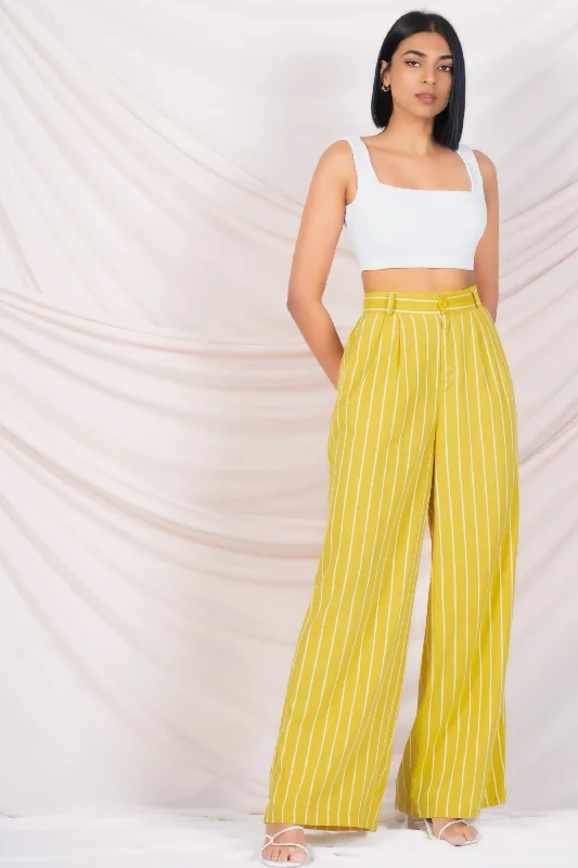 High Waist Wide Leg Stripe Pant Elegant Dress Pants