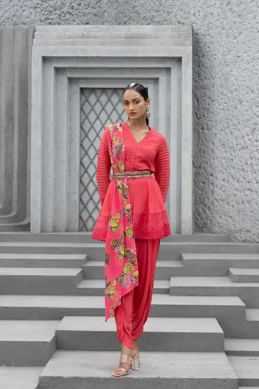 Raspberry Tunic With Dhoti Pants Trendy Work Pants