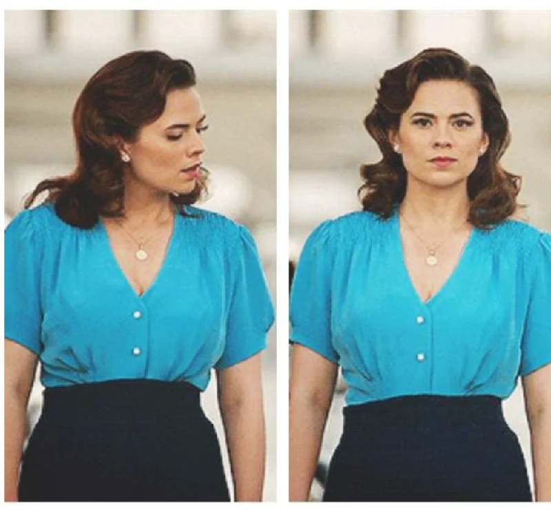 Agent carter blouse blue top - Peggy Carter inspired Vintage Polka Blouse