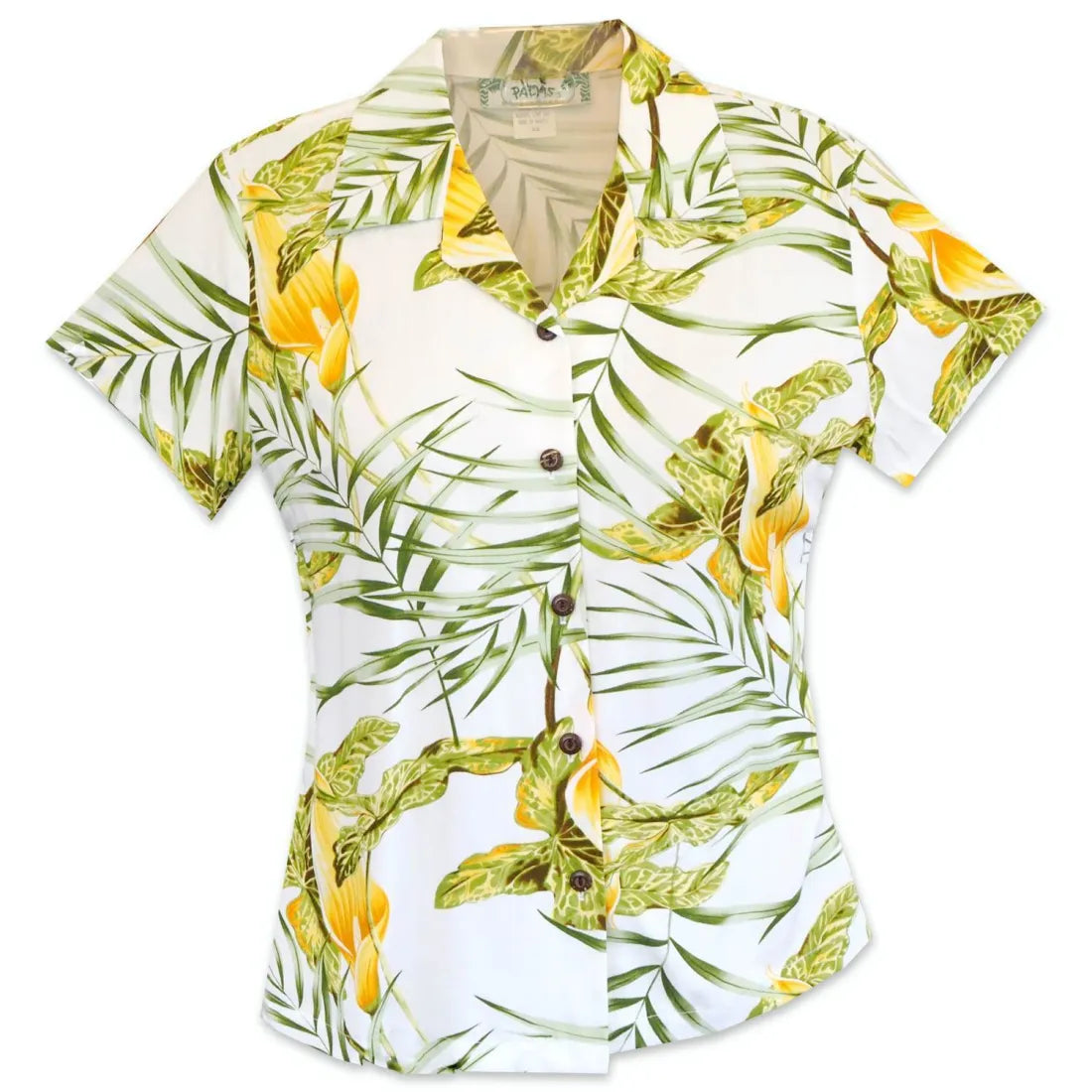 Calla Lily White Lady's Hawaiian Rayon Blouse Casual Relaxed Fit Blouse