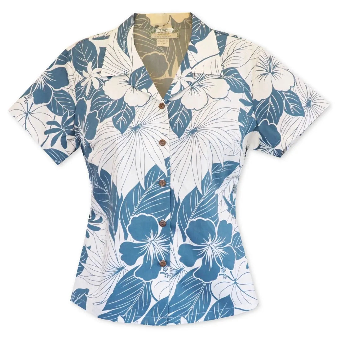 Haven Blue Lady's Hawaiian Cotton Blouse Office-Ready Blouse