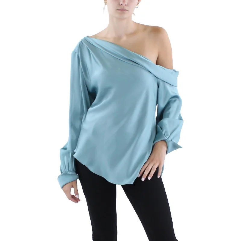 Jonathan Simkhai Womens One Shoulder Asymmetrical Blouse Soft Modal Blouse