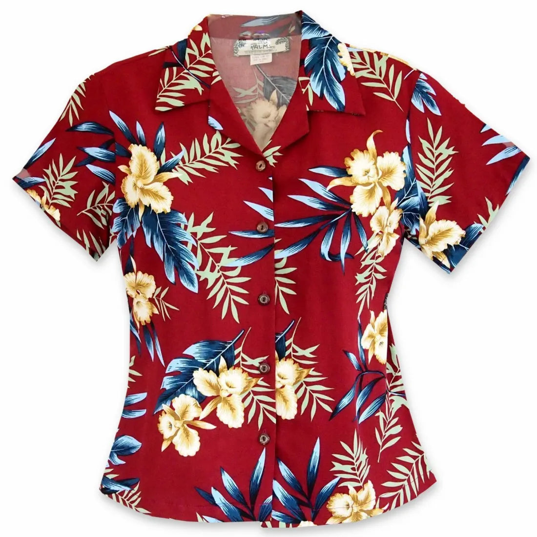 Midnight Maroon Lady's Hawaiian Rayon Blouse Cotton Casual Blouse