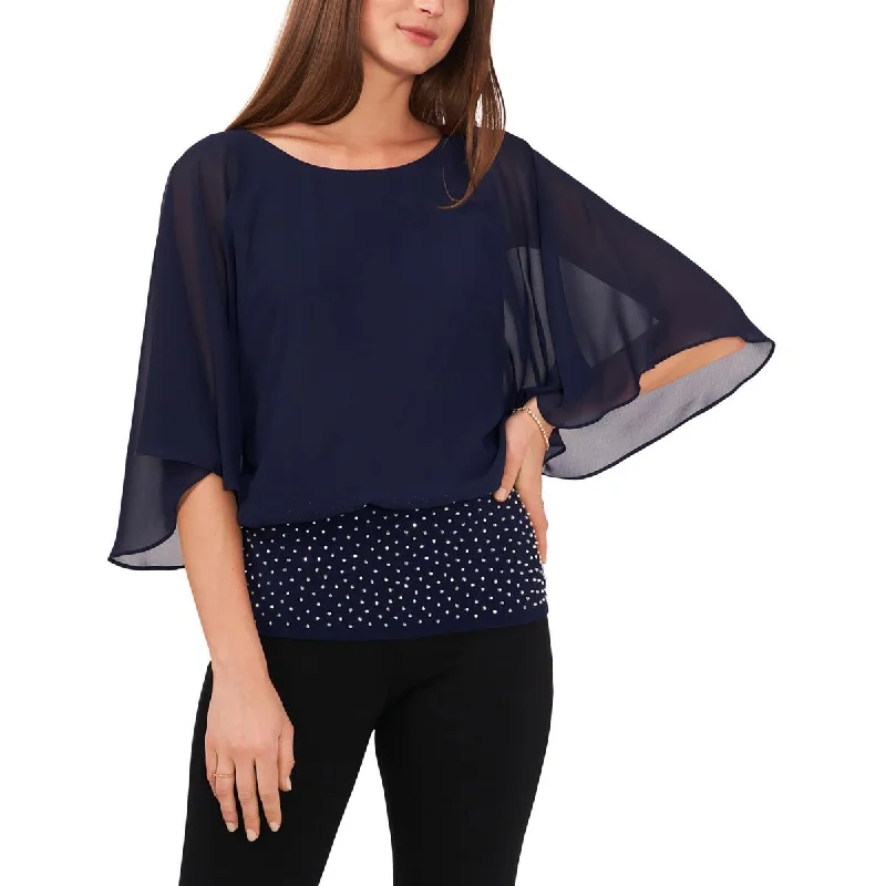 MSK Womens Embellished Kimono Sleeves Blouse Soft Modal Blouse