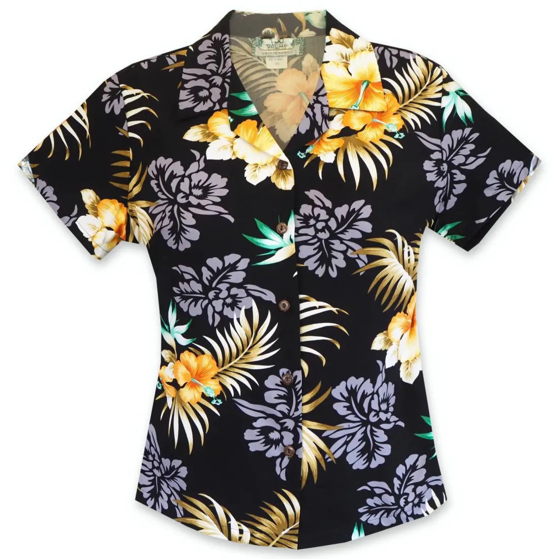 Passion Black Lady's Hawaiian Rayon Blouse Textured Cotton Blouse