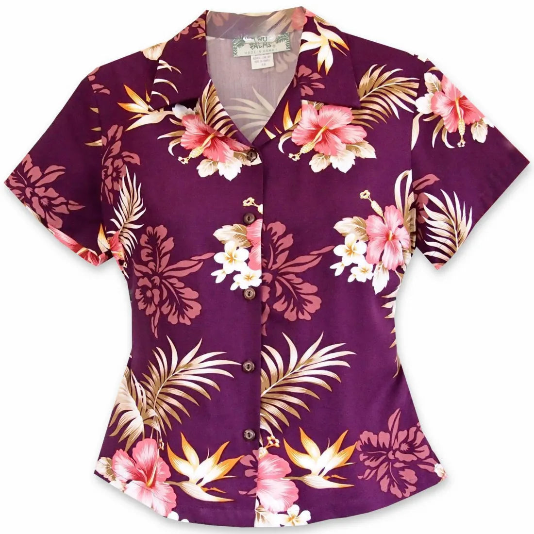 Passion Purple Lady's Hawaiian Rayon Blouse Feminine Satin Blouse