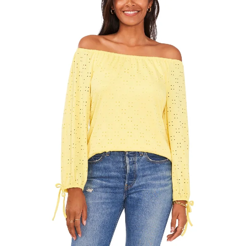 Sam and Jess Womens Blouse Eyelet Off The Shoulder Stylish Wrap Blouse