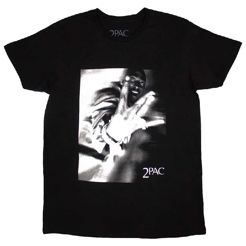 Tupac | Official Band T-Shirt | Fingers Spandex Blend Rayon Blend Denim Blend