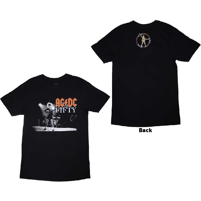 AC/DC | Official Band T-Shirt | On Stage Fifty (Back Print) Plaid T-Shirt Polka Dot Checkered