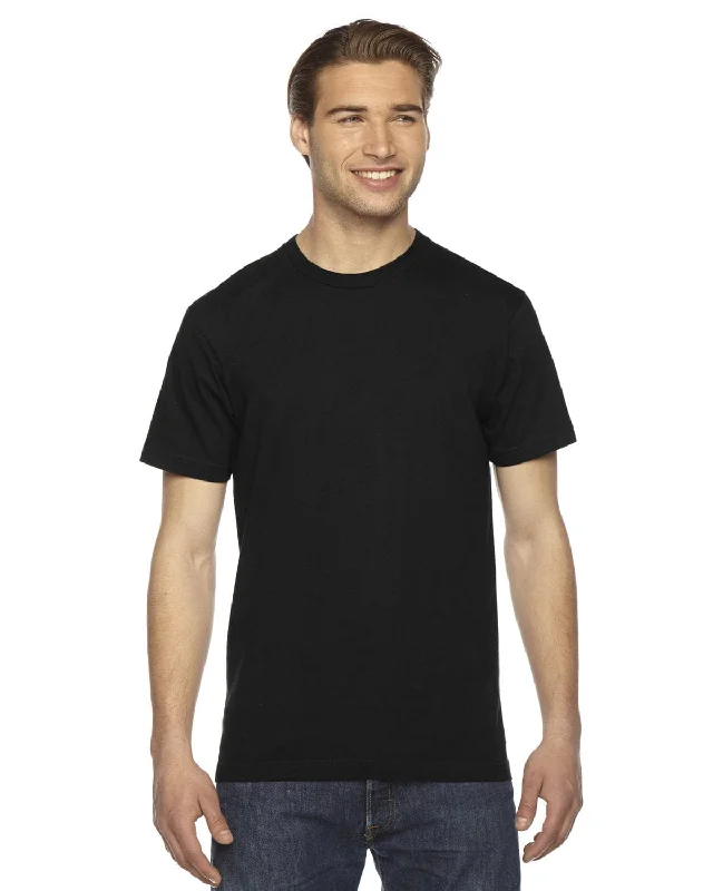 American Apparel Unisex Fine Jersey Short Sleeve T-Shirt | Black Welt Pockets Slit Pockets Flap Pockets