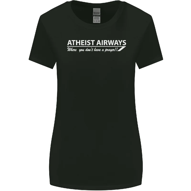 Atheist Airways Funny Atheism Womens Wider Cut T-Shirt Welt Pockets Slit Pockets Flap Pockets