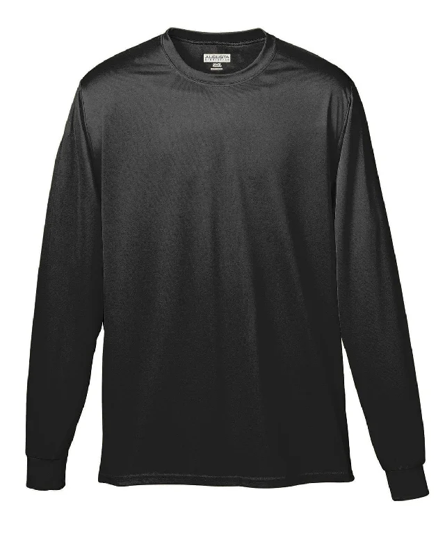 Augusta Long Sleeve Moisture Wicking T-Shirt | Black Hooded Caped Shawl Collar