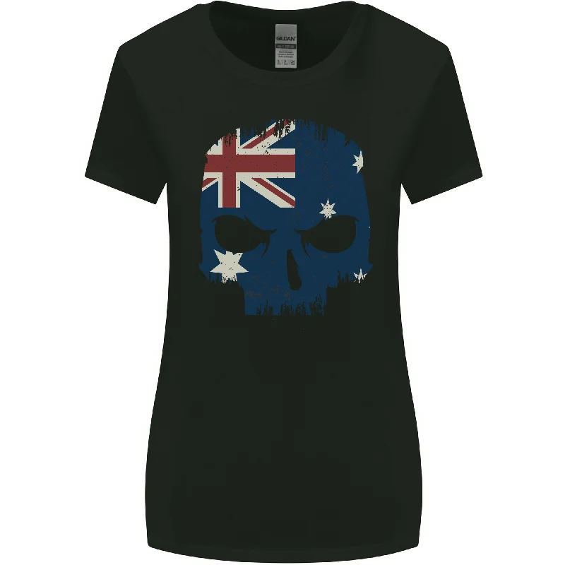 Australian Skull Australia Gym Biker Flag Womens Wider Cut T-Shirt Anti-Shrink Durable Soft