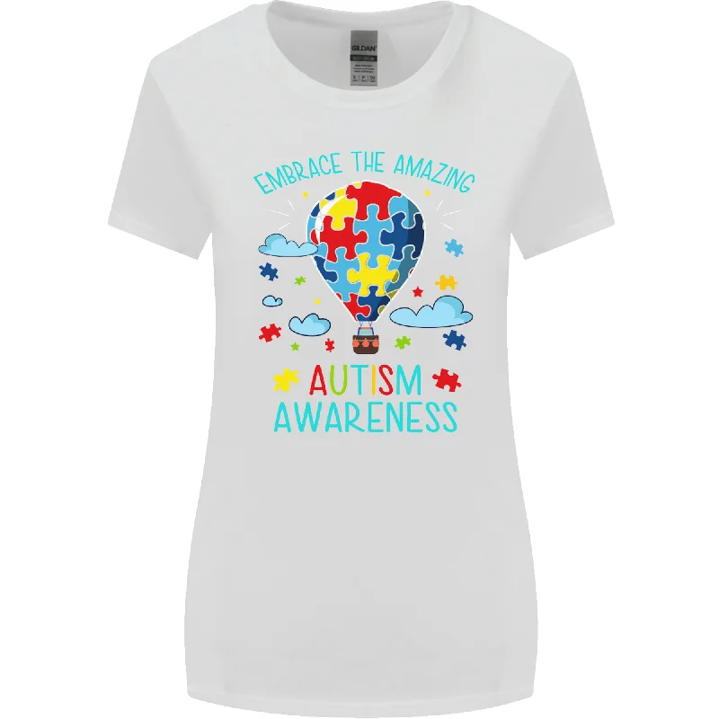 Autism Awareness Embrace Amazing Autistic Womens Wider Cut T-Shirt Fleece Nylon Spandex