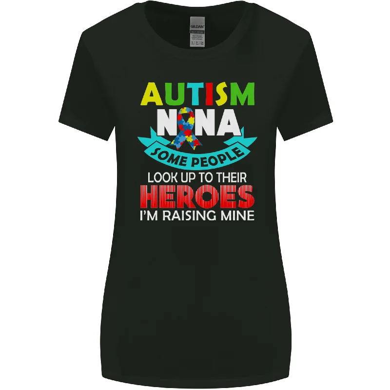 Autism Nana Grandparents Autistic ASD Womens Wider Cut T-Shirt Rayon Fabric Velvet Fabric Corduroy Fabric