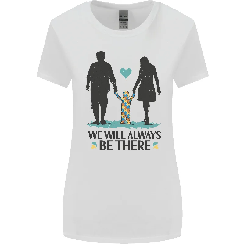 Autism We Will Always Be There Autistic Womens Wider Cut T-Shirt Ribbed Striped Patterned