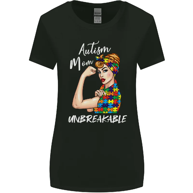 Autistic Mum Unbreakable Autism ASD Womens Wider Cut T-Shirt Lace Blend Ribbed Blend Corduroy Blend