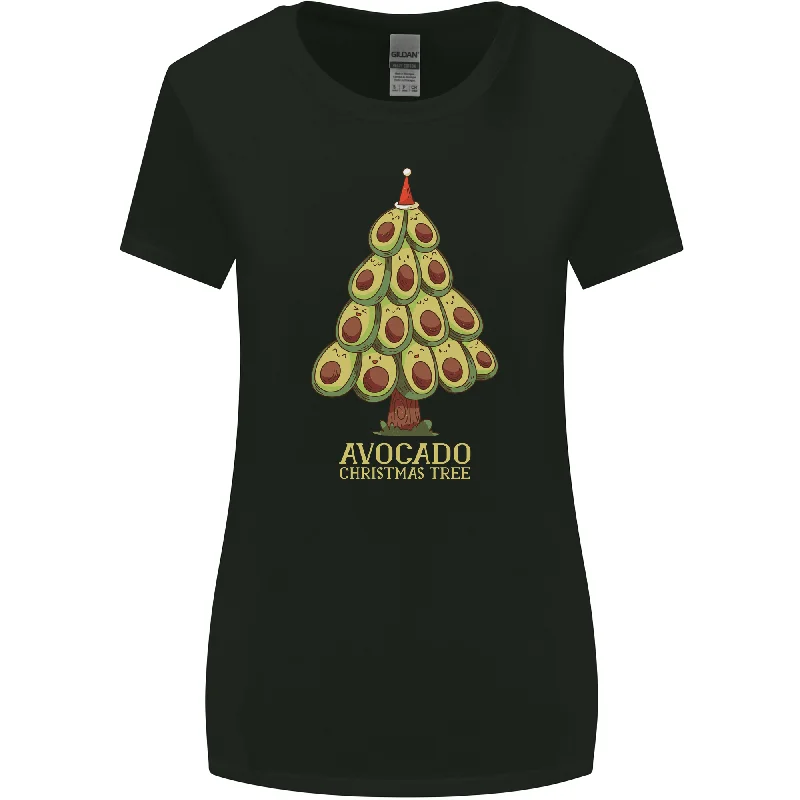 Avocado Christmas Tree Xmas Funny Food Womens Wider Cut T-Shirt Casual Formal Business