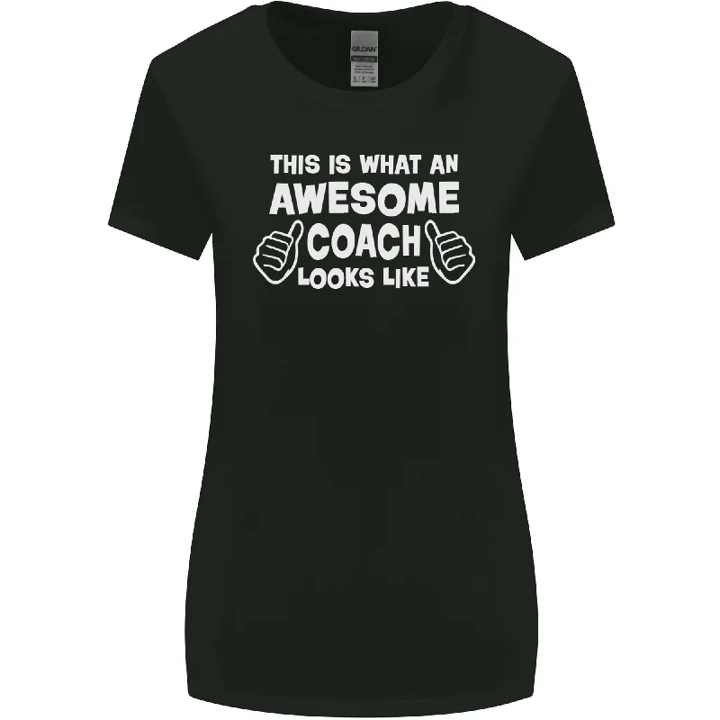 Awesome Coach Rugby Football Tennis Womens Wider Cut T-Shirt Knit Fabric Woven Fabric Fleece Fabric