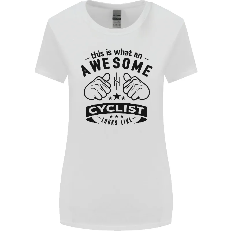 Awesome Cyclist Looks Like This Cycling Womens Wider Cut T-Shirt Hooded Caped Shawl Collar