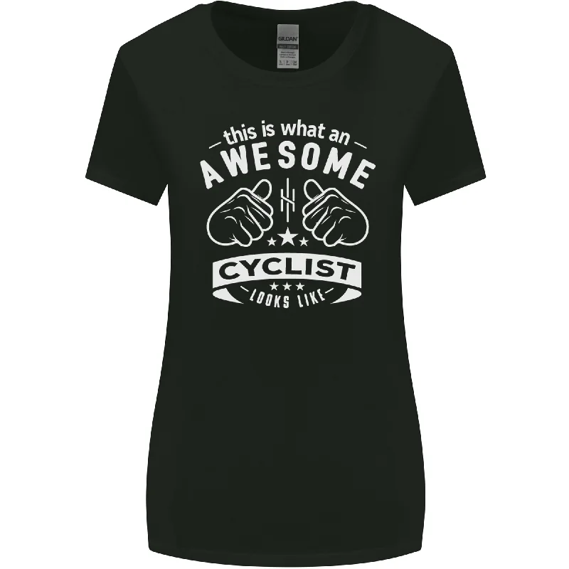 Awesome Cyclist Looks Like This Cycling Womens Wider Cut T-Shirt Embroidered Appliqued Beaded