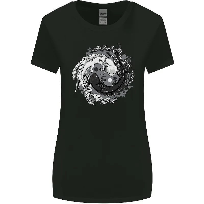 Axolotl Yin Yang Womens Wider Cut T-Shirt Fleece Nylon Spandex