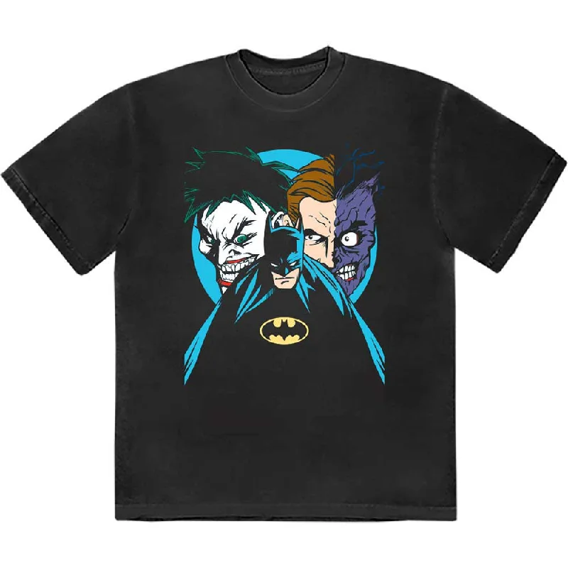 DC Comics | Official Band T-Shirt | Batman Creeping Villains Graphic Embroidered Appliqued