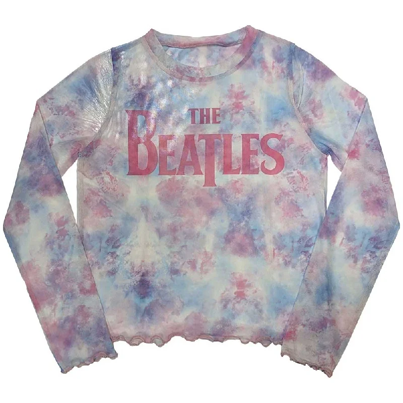 The Beatles | Ladies Long Sleeve Official Band T-Shirt | Drop T Logo (Mesh) Machine Wash Dry Clean Hand Wash