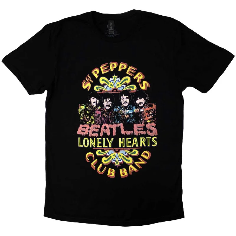 The Beatles | Official Band T-Shirt | Sgt Pepper 2 V-Neck T-Shirt Long Sleeve Cotton