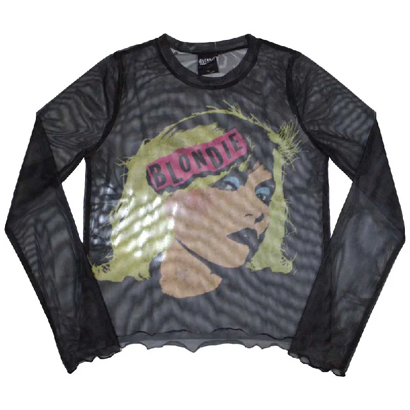 Blondie | Ladies Long Sleeve Official Band T-Shirt | Punk Poster (Mesh) Casual Formal Business